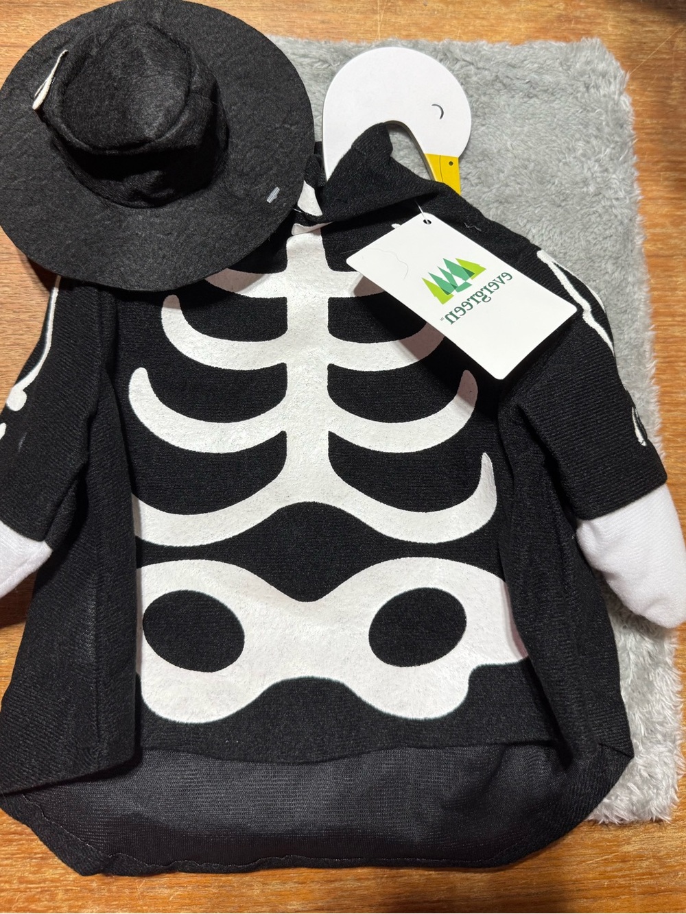 Evergreen Porch Goose Outfit- Black & White Skeleton Costume Top with Hat- Glows